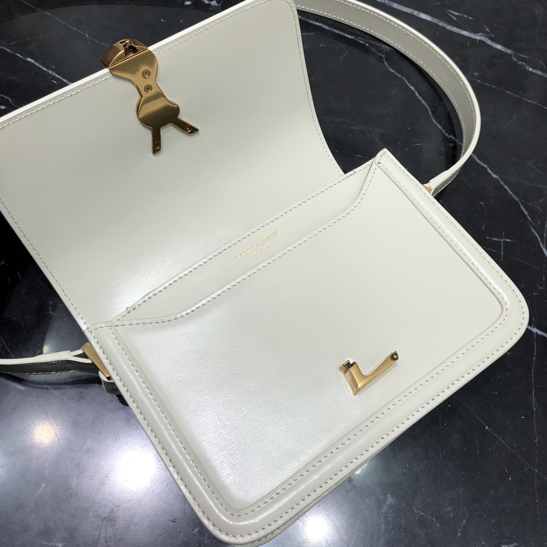 Saint Laurent Solferino Box Small Calfskin Handbag Shoulder Bag White 634306 